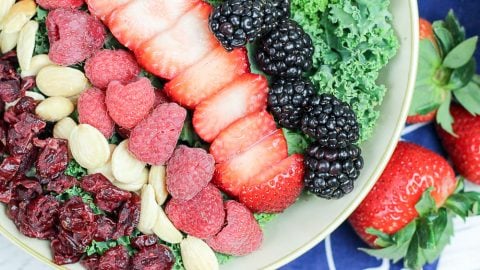 Summer Kale Salad recipe with berries and white balsamic dressing / Running in a Skirt