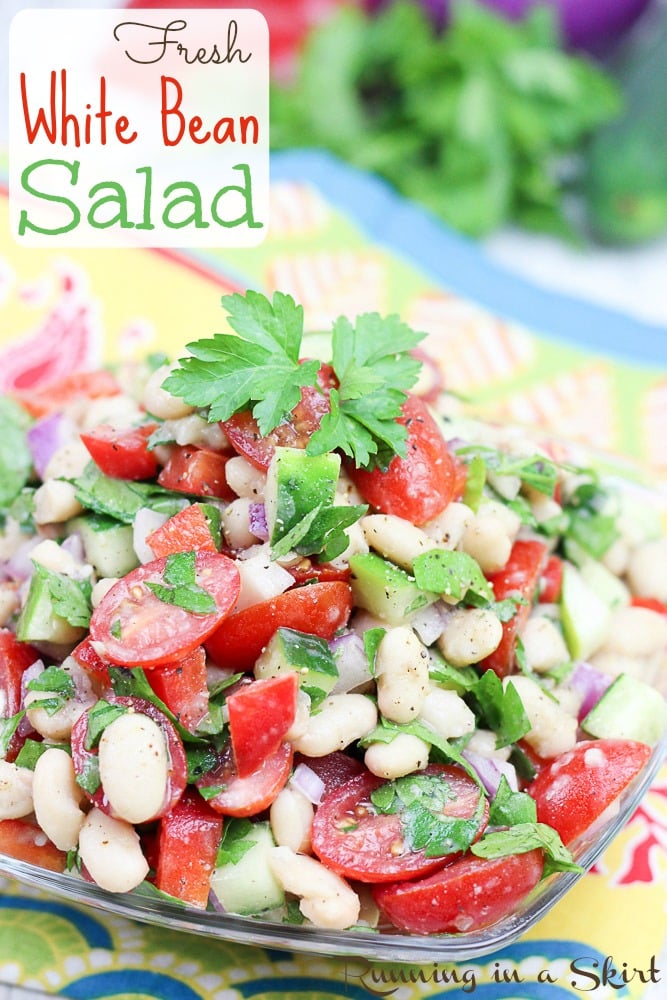 White Bean Salad recipe - Easy, clean eating and vegetarian / Running in a Skirt