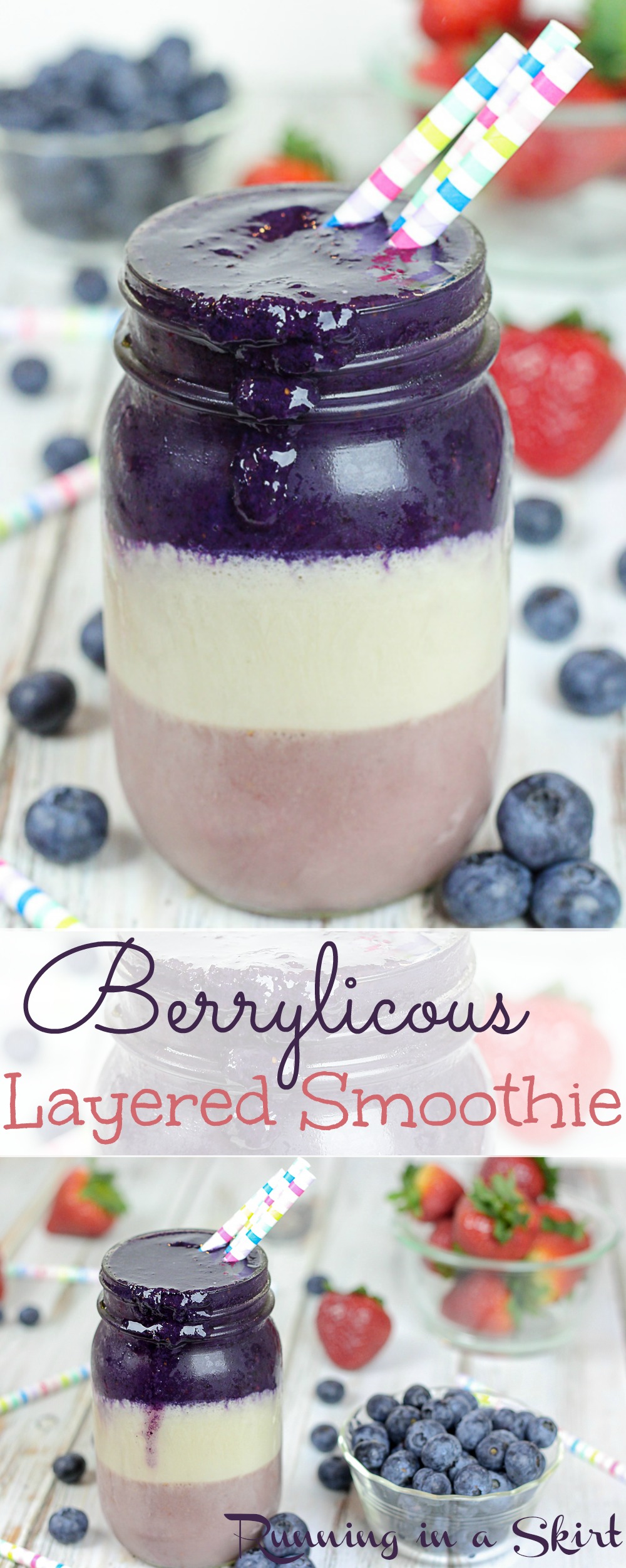 Berrylicious Layered Smoothie- fun healthy smoothie idea / Running in a Skirt