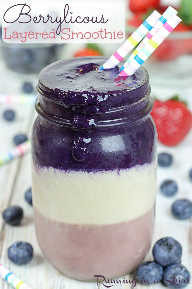 Berrylicious Layered Smoothie- fun healthy smoothie idea / Running in a Skirt