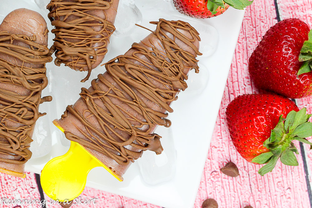 Chocolate Covered Strawberry Protein Popsicles / Running in a Skirt