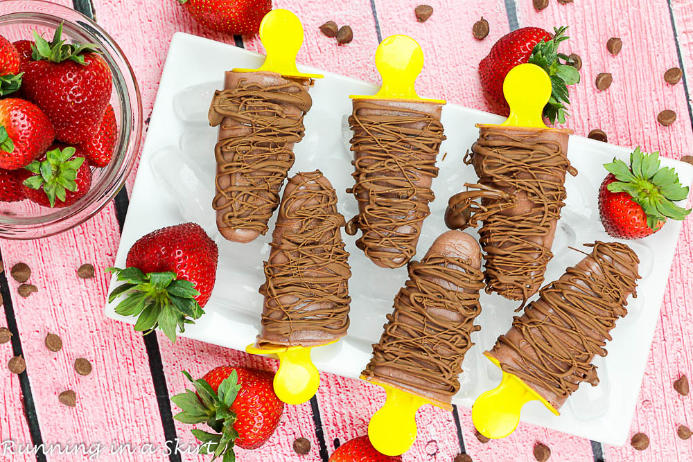 Chocolate Covered Strawberry Protein Popsicles / Running in a Skirt