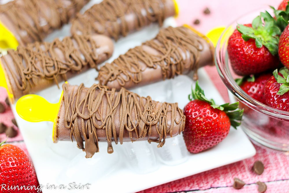 Chocolate Covered Strawberry Protein Popsicles / Running in a Skirt