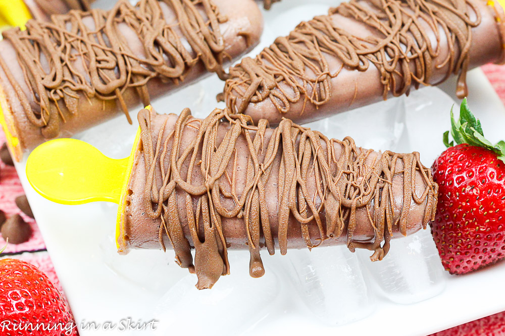 Chocolate Covered Strawberry Protein Popsicles / Running in a Skirt