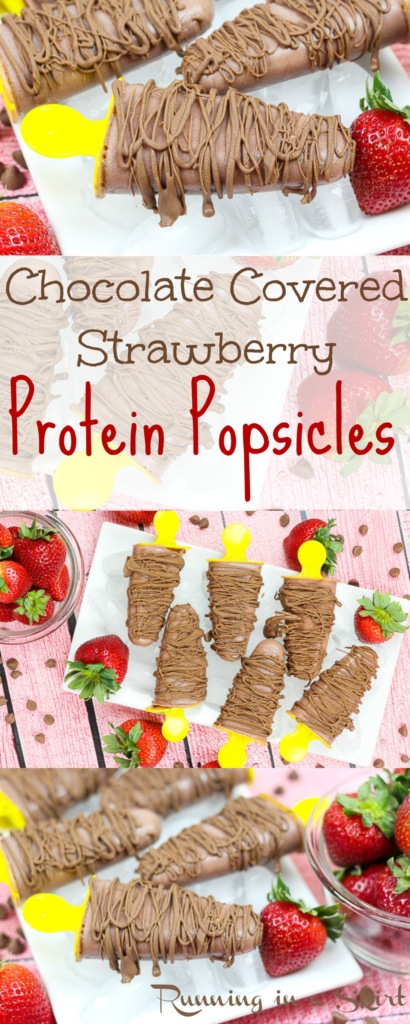 Chocolate Covered Strawberry Protein Popsicles / Running in a Skirt