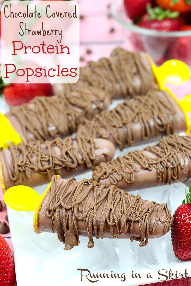 Chocolate Covered Strawberry Protein Popsicles / Running in a Skirt