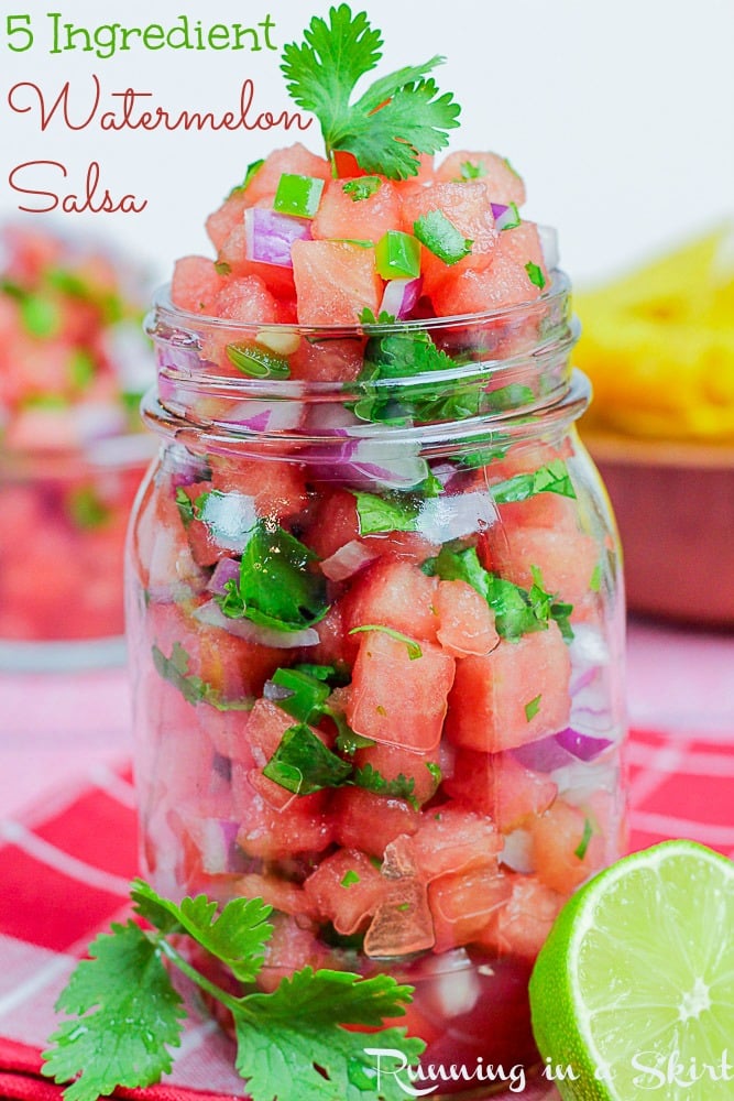 Pinterest pin for Healthy 5 ingredient recipe for Watermelon Salsa