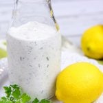 Bottle of healthy Greek yogurt ranch dressing.