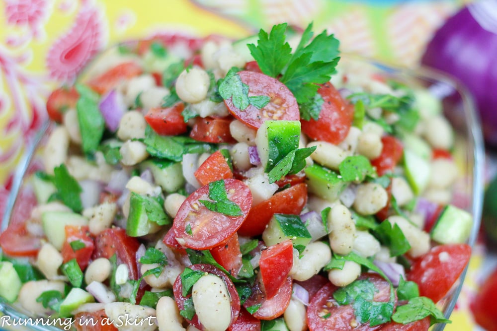 Vegan White Bean Salad recipe in a bow.