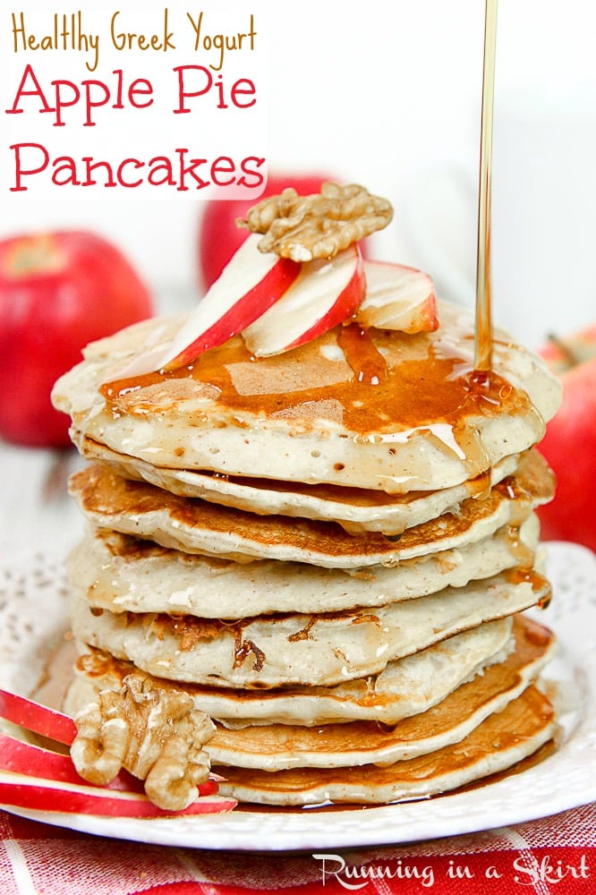 Apple Pie Greek Yogurt Pancakes Healthy for breakfast
