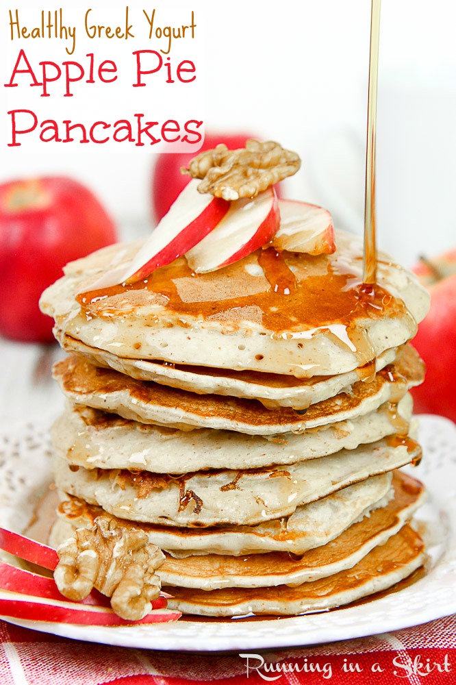 Apple Pie Greek Yogurt Pancakes Healthy for breakfast