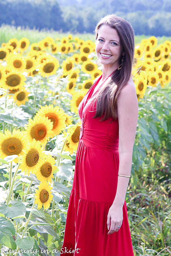 Red Dress in Sunflowers-134-6