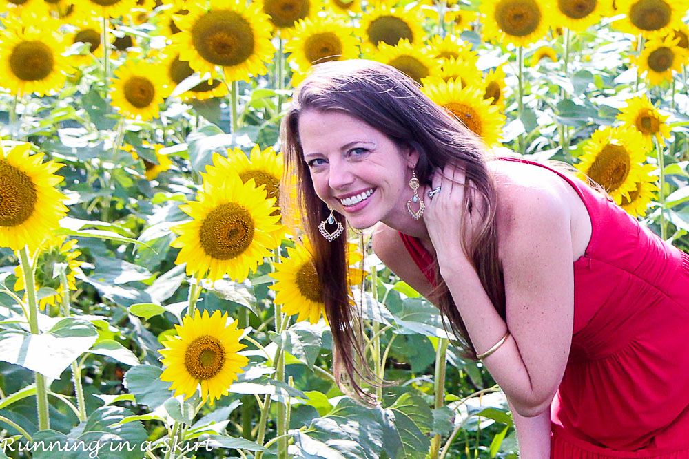 Red Dress in Sunflowers-51-3