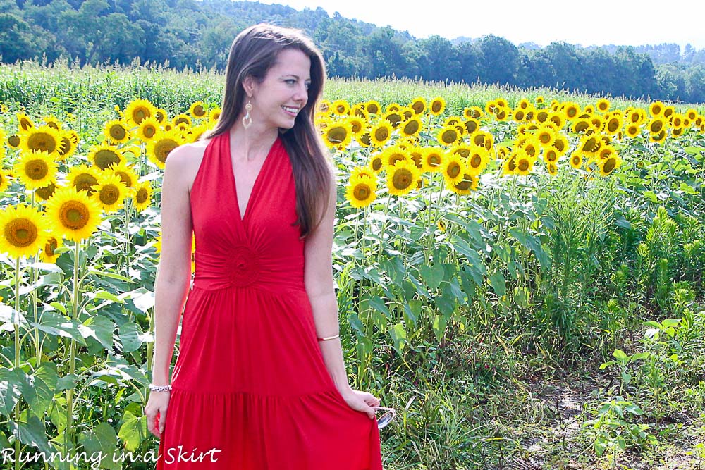 Red Dress in Sunflowers-7-1