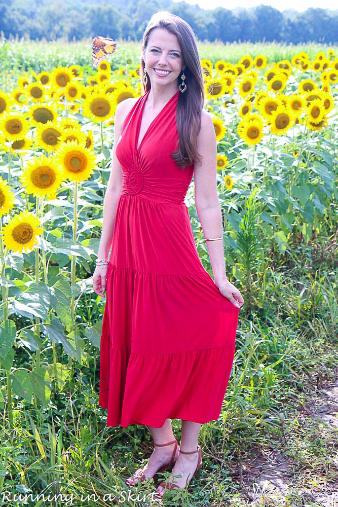Red Dress in Sunflowers-70-4