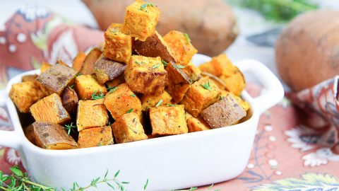 4 Ingredient Simple Roast Sweet Potatoes / Running in a Skirt