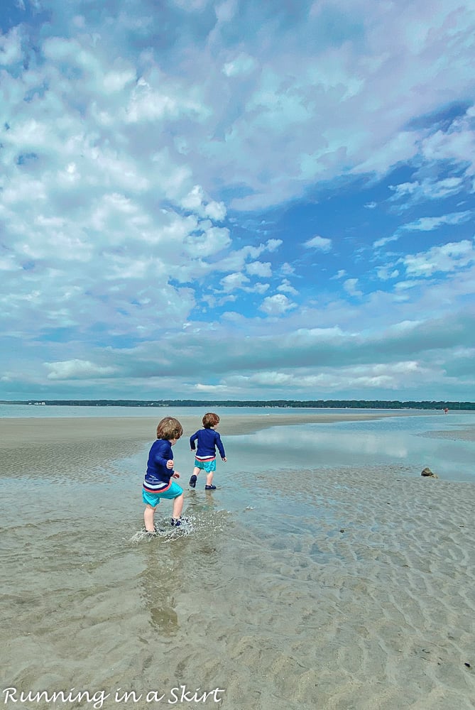 Kids running in the beach at Hilton Head.