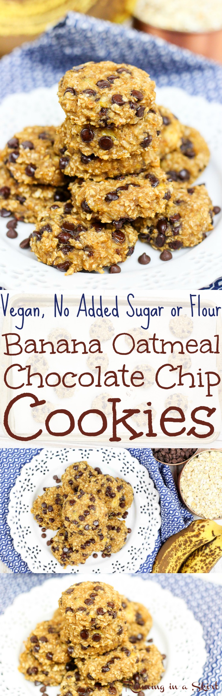 Healthy Banana Oatmeal Chocolate Chip Cookies, healthy, vegan and clean eating