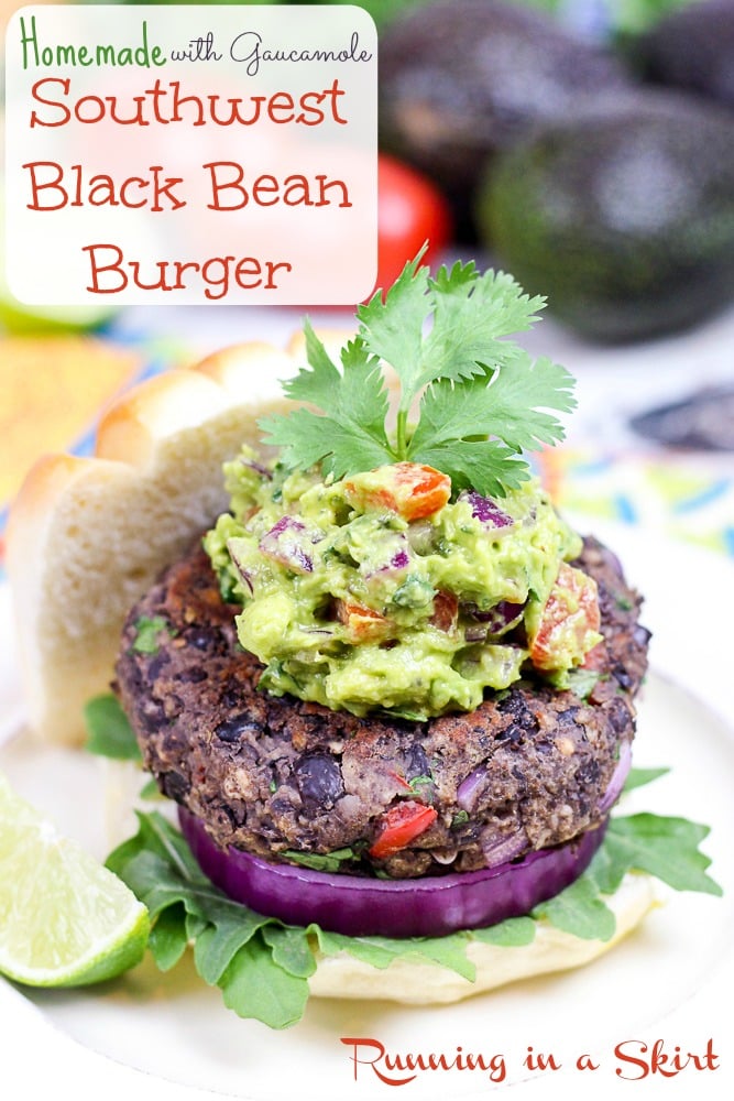 Homemade Southwest Black Bean Burgers with Gaucamole pin