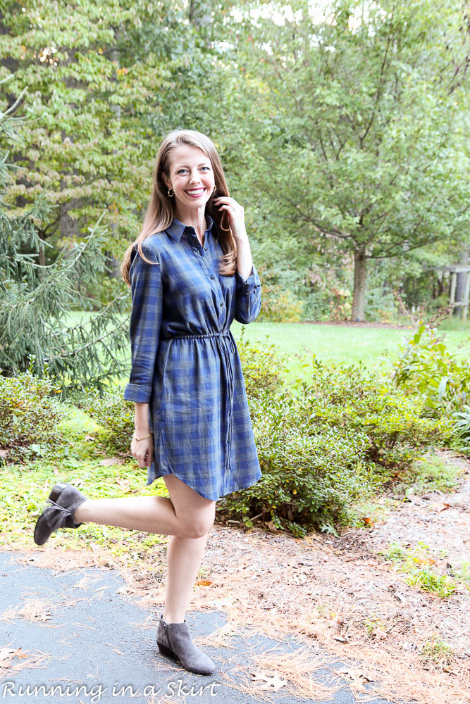 Flannel Dress and Booties / Running in a Skirt