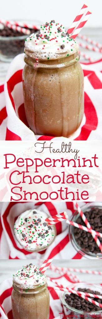 Healthy Peppermint Chocolate Smoothie recipe / Running in a Skirt