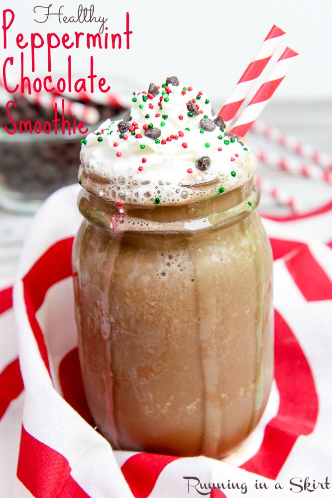 Healthy Peppermint Chocolate Smoothie recipe / Running in a Skirt