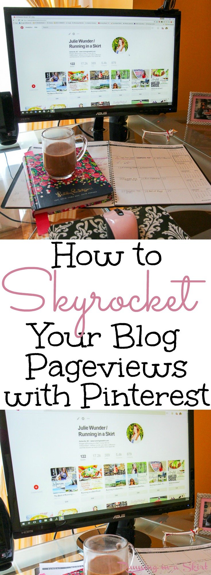 How I transformed my blog page views with Pinterest.  4 specific pinterest tips and tricks I used to get followers and traffic from Pinterest.  How to use the sight to improve your posts and get them seen!  Trying to grow your blog?  Read this! / Running in a Skirt via @juliewunder