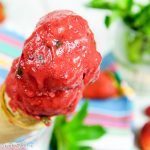 3 Ingredient Vegan Strawberry Sorbet - Strawberry Mint Nice Cream / Running in a Skirt