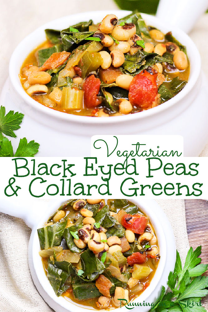 Vegetarian Crock Pot Black Eyed Peas and Collard Greens Soup recipe blog pin