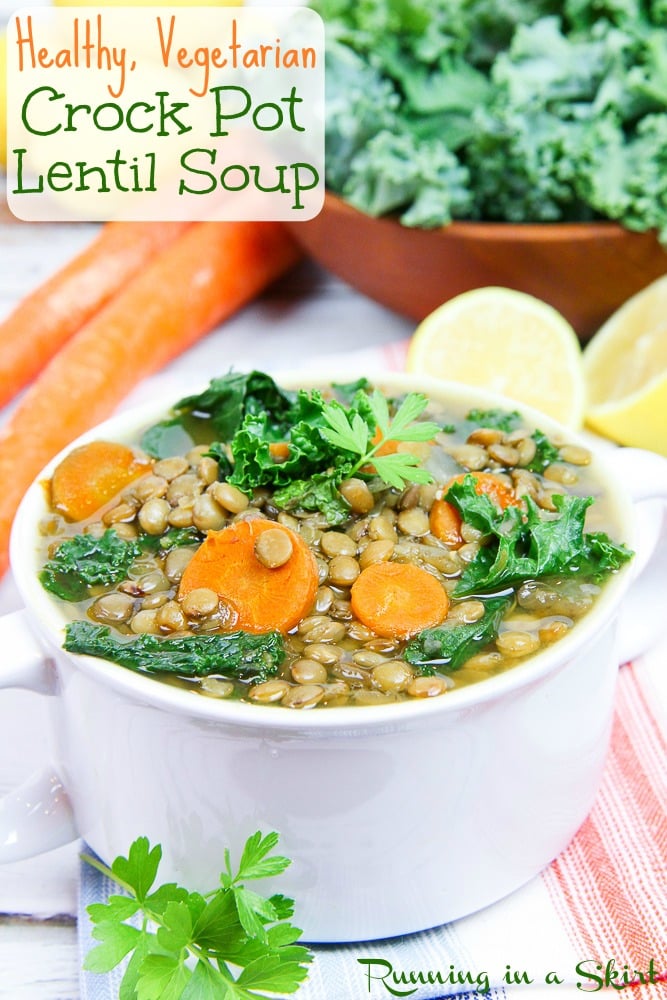 Vegetarian Crock Pot Lentil Soup / Running in a Skirt