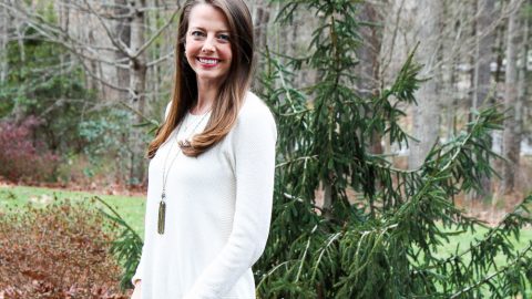 LOFT Cream Sweater and Jeans / Running in a Skirt