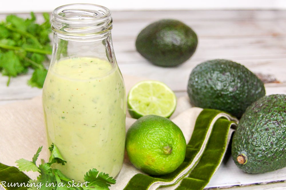 6 Ingredient Healthy Creamy Avocado Lime Dressing recipe / Running in a Skirt