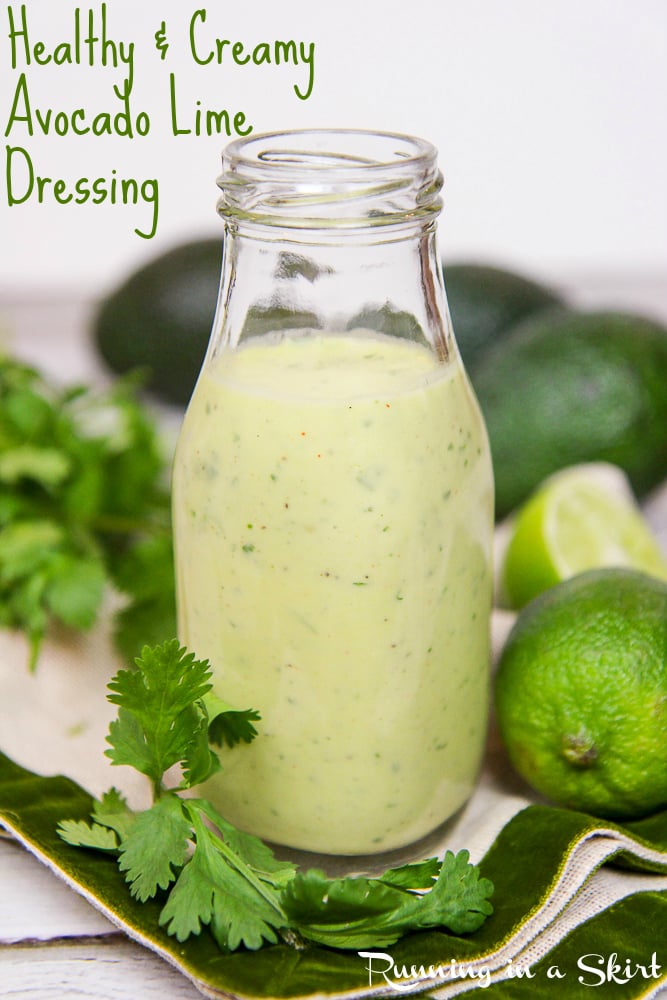 6 Ingredient Healthy Creamy Avocado Lime Dressing recipe Pinterest pin.