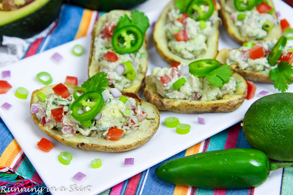 Healthy Potato Skins, Greek Yogurt Guacamole Potato Skins recipe / Running in a Skirt