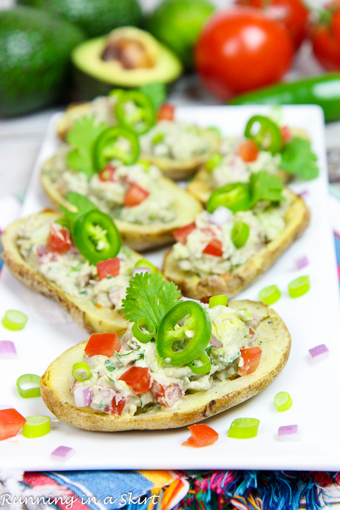 Healthy Potato Skins, Greek Yogurt Guacamole Potato Skins recipe / Running in a Skirt