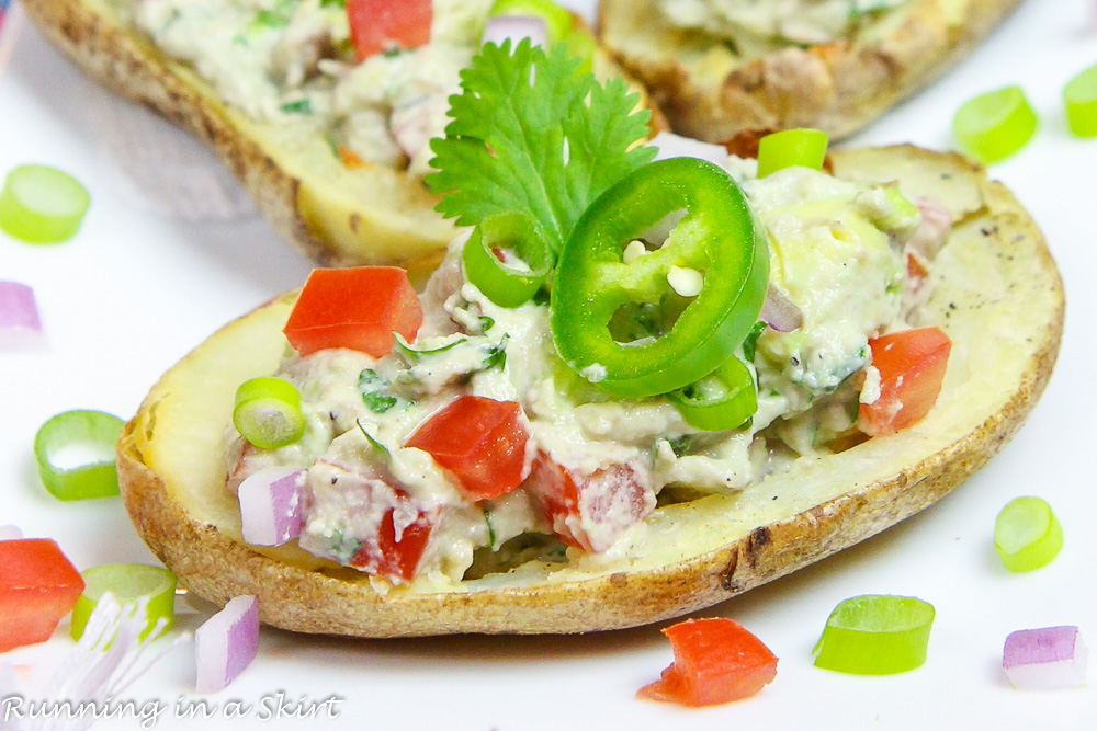 Healthy Potato Skins, Greek Yogurt Guacamole Potato Skins recipe / Running in a Skirt