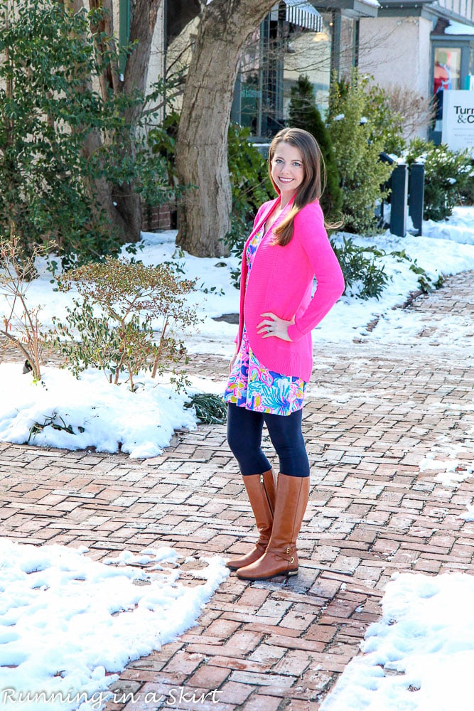 Styling Lilly Pulitzer for winter / Running in a Skirt