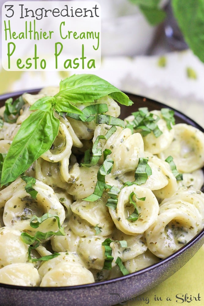 Healthy Pesto Pasta in a bowl.