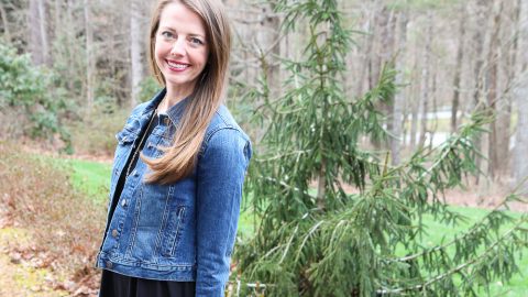 Black Swing Dress, Denim Jacket and Cowboy Boots / Running in a Skirt