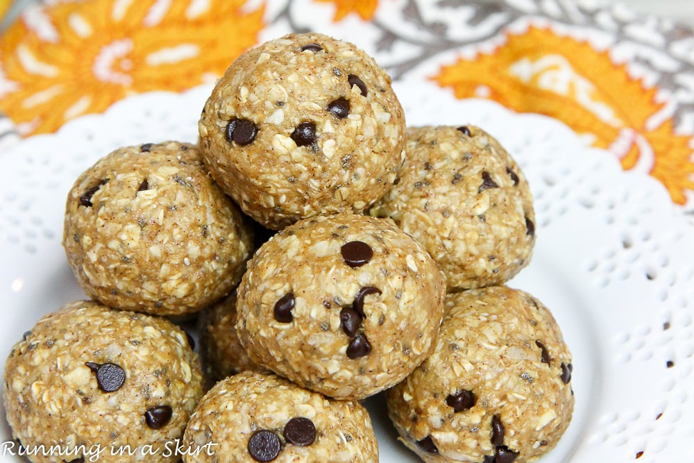 No Bake Banana Bread Bites recipe close up.