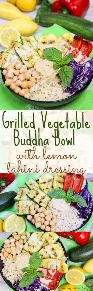 Grilled Vegetable Buddha Bowl recipe with homemade Lemon Tahini Dressing / Running in a Skirt