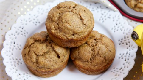 Healthy Banana Bread Muffins on a plate.