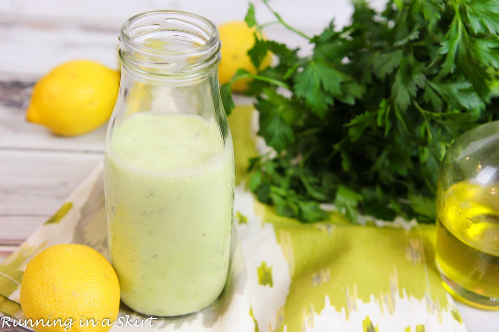 Healthy Homemade Green Goddess Dressing recipe with greek yogurt / Running in a Skirt