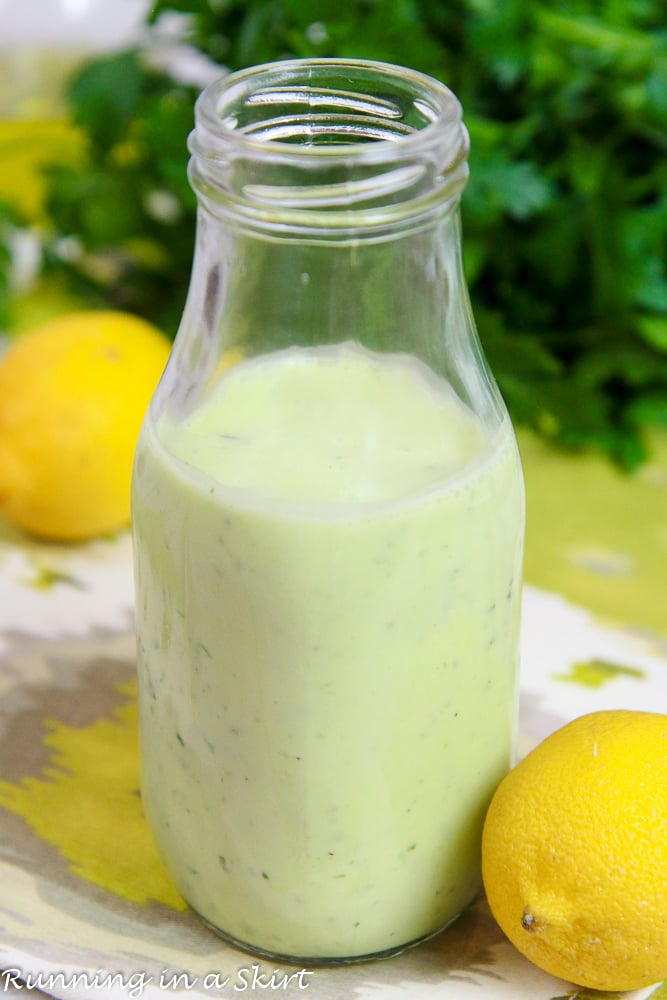 Healthy Homemade Green Goddess Dressing recipe with greek yogurt / Running in a Skirt