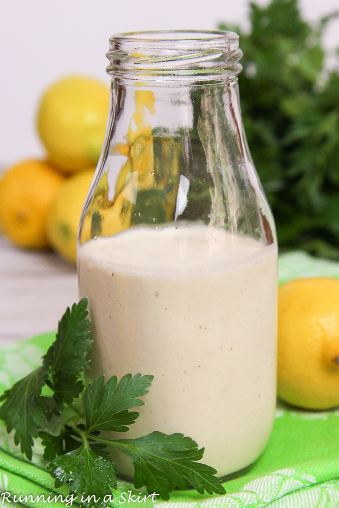 Healthy Homemade Lemon Tahini Dressing recipe / Running in a Skirt