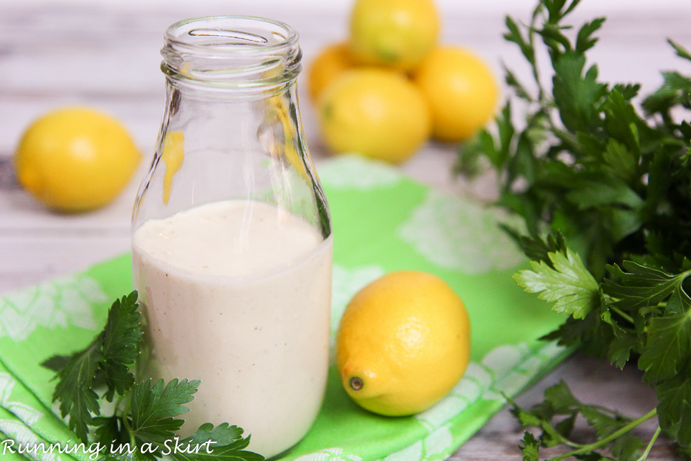 Healthy Homemade Lemon Tahini Dressing recipe / Running in a Skirt