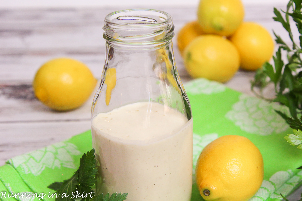 Healthy Homemade Lemon Tahini Dressing recipe / Running in a Skirt