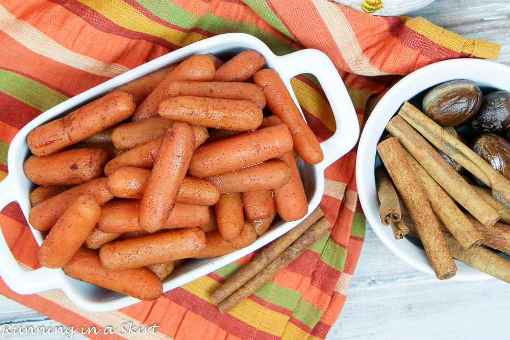 Honey Glazed Crock Pot Carrots recipe overhead shot.