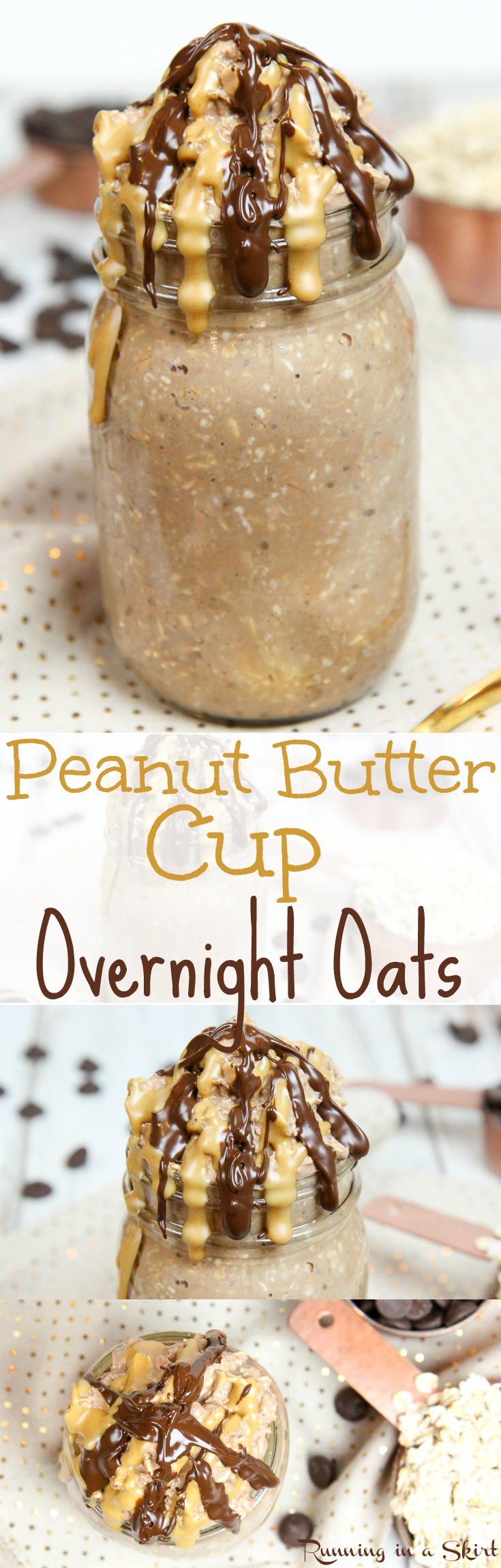 Healthy Peanut Butter Cup Overnight Oats recipe / Running in a Skirt