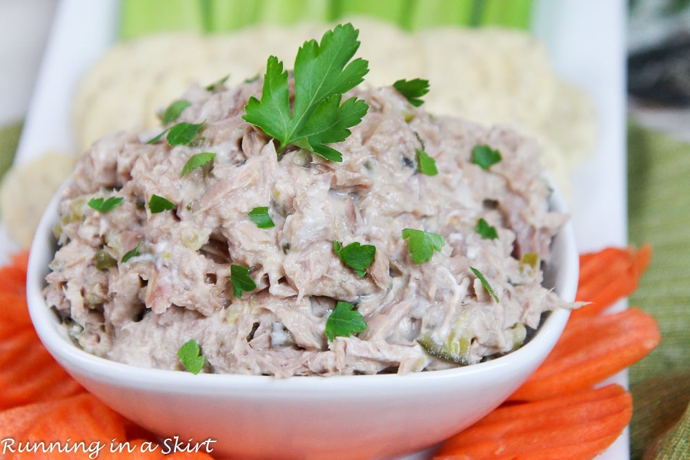 Close up of Healthy Tuna Salad with Greek Yogurt